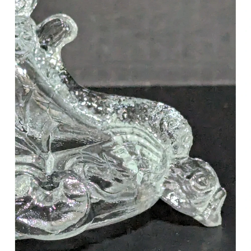 Vtg Clear European Pressed-Glass Koi Fish/Dolphin-Footed Candlesticks (Pair)